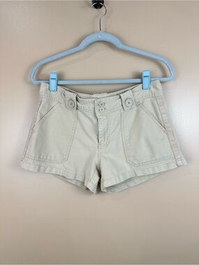 Y2K Vintage Old Navy Ultra Low Waist Rise Khaki Short Shorts Size 8 Mallcore